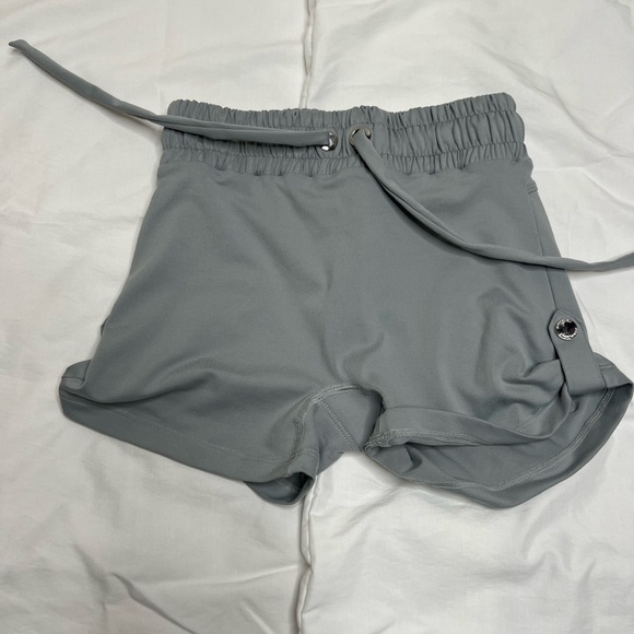 Bombshell Sportswear Pants - Bombshell Sportswear Light Gray Athletic Drawstring Shorts